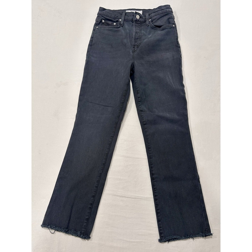 Frank & Eileen Cork Everyday Straight Leg Raw Hem Button Fly Jean Worn Black 27